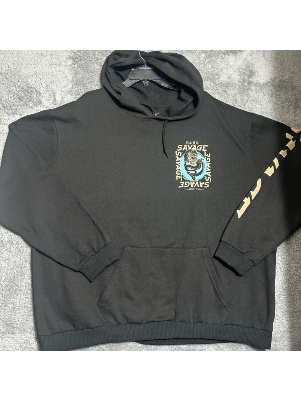 Fresh Laundry Savage Dragon Hoodie Mens 3XL Black Japanese Graphic Streetwear